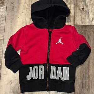 JORDAN  Red and Black Sweatshirt Bold Athletic Design-size 12 months